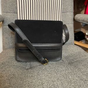 Madewell Albury Leather Suede Black Crossbody Bag